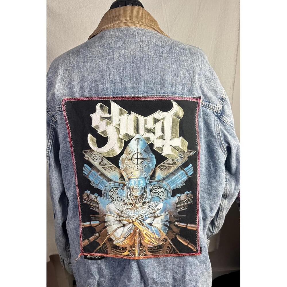two face threads changeable‎ patch denim jacket utility chore